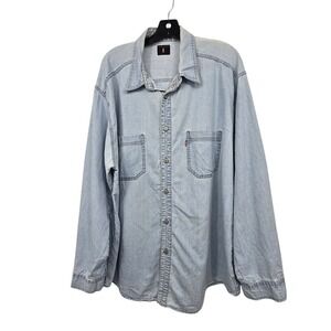 Vintage Y2K 90s Levi's Denim Shirt Mens XXL Light Wash WPL 423 Metal Buttons